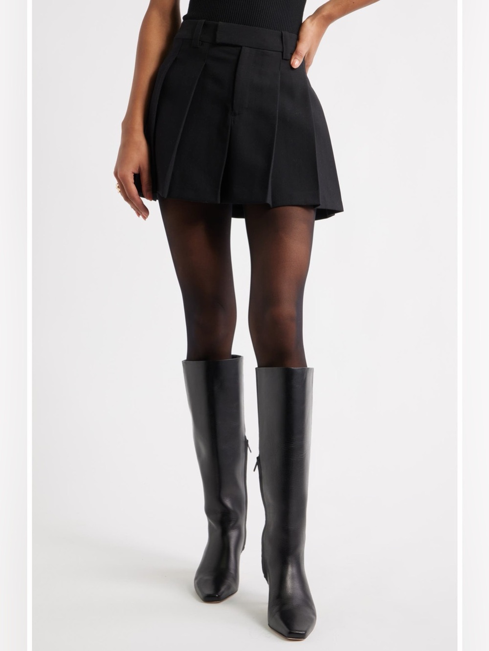 Open Edit The Icon Pleated Mini Skirt Black Size Small NWOT A-Line Stretch